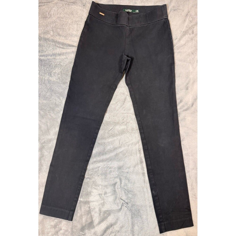 Ralph Lauren Womens Pull On Ponte Pants Stretch Leggings Slim Fit Black Size 4